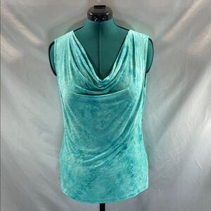 Teal Sleeveless Cowl Neck Tank Top